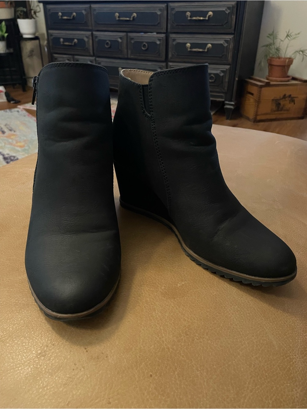 SOUL Naturalizer Black Wedge Ankle Booties
